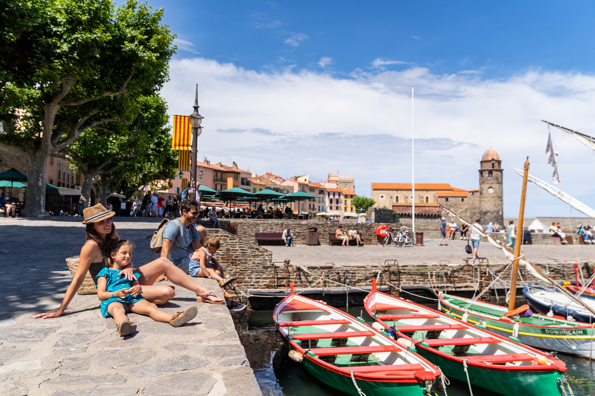 Le Brasilia campsite, Collioure, family, port