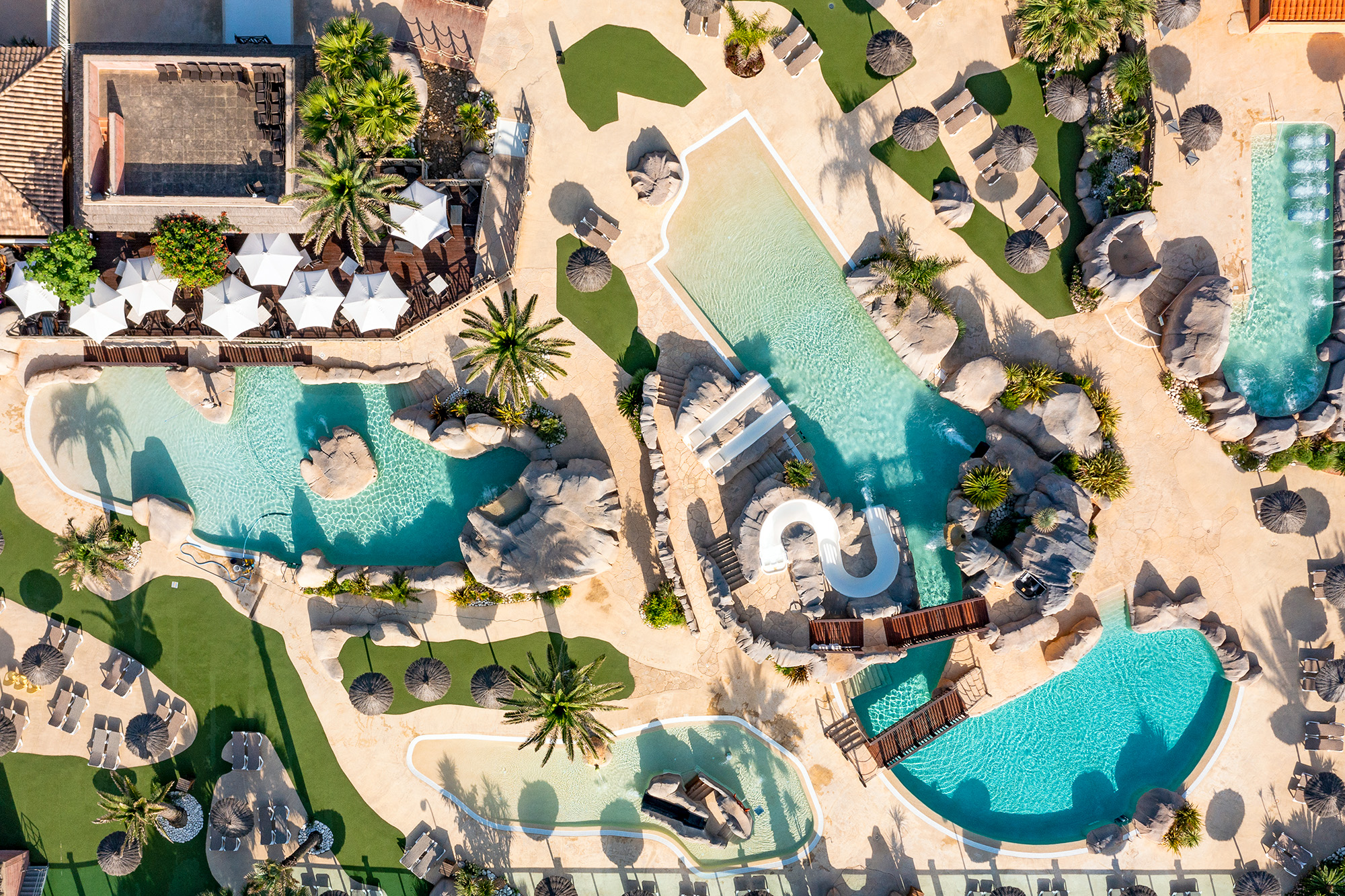 Le Brasilia campsite, l\'Archipel water park, aerial view