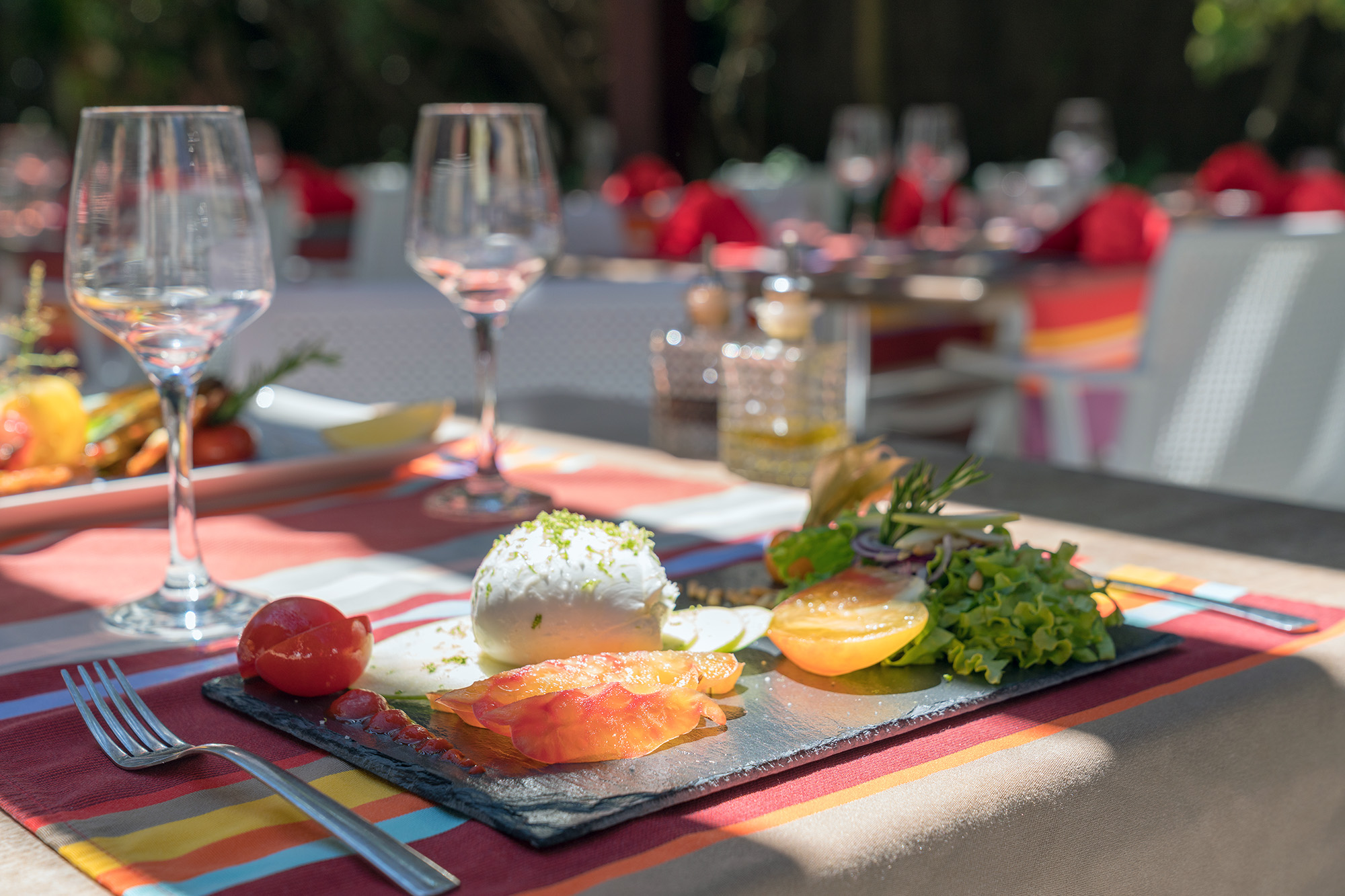 Camping Le Brasilia, place du village, restaurant, dessert